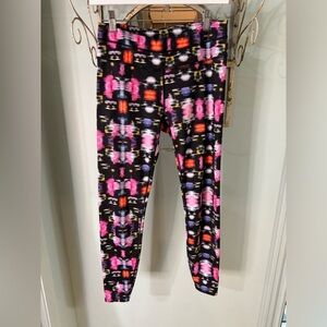 Athleta, Speed Sonar Legging, Black City Lights Print, Zip Pocket in Back, Med